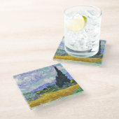 ビンセント・ヴァン・ゴッホ – サイプレス付き小麦畑 ガラスコースター (アングル)