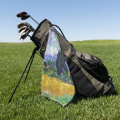 ビンセント・ヴァン・ゴッホ – サイプレス付き小麦畑 ゴルフタオル (グリーン)