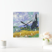 ビンセント・ヴァン・ゴッホ – サイプレス付き小麦畑 スクエア壁時計 (ホーム)