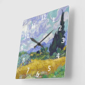 ビンセント・ヴァン・ゴッホ – サイプレス付き小麦畑 スクエア壁時計 (傾斜)