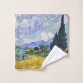ビンセント・ヴァン・ゴッホ – サイプレス付き小麦畑 バスタオルセット (ウォッシュタオル)