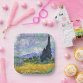 ビンセント・ヴァン・ゴッホ – サイプレス付き小麦畑 ペーパープレート (パーティー)