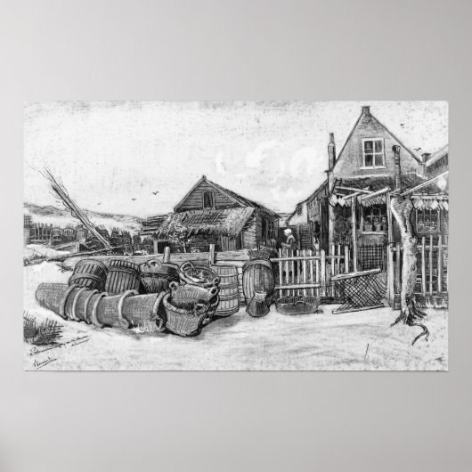 ビンセント・ヴァン・ゴッホ |シェベニンゲン，魚の乾燥バーン ポスター (正面)