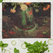 ビンセント・ヴァン・ゴッホ、ジニアスとゲラニウムの花瓶 キッチンタオル (折り畳み)