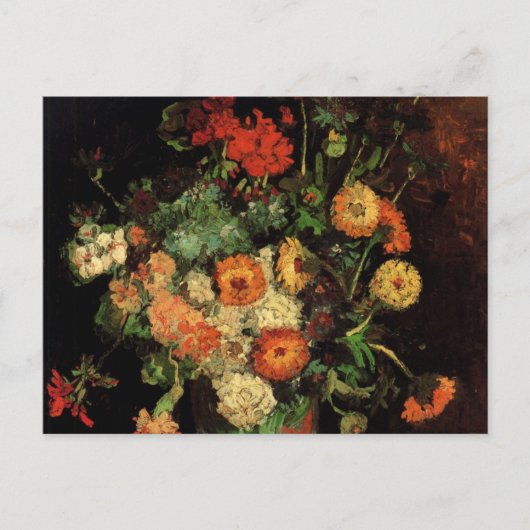 ビンセント・ヴァン・ゴッホ、ジニアスとゲラニウムの花瓶 ポストカード (正面)