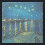 ビンセント・ヴァン・ゴッホ・スター・ナイト・オーバー・ザ・ローネ ストーンコースター<br><div class="desc">ヴァンゴッホ最高傑作の星空の夜絵画 – ビンセント・ヴァン・ゴッホによるA'sのRhone上の星空の夜は、星でいっぱいの夜と橋を示す。1888絵を描年に夜のアルレ絵を描スフランス。</div>