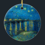 ビンセント・ヴァン・ゴッホ・スター・ナイト・オーバー・ザ・ローネ セラミックオーナメント<br><div class="desc">ヴァンゴッホ最高傑作の星空の夜絵画 – ビンセント・ヴァン・ゴッホによるA'sのRhone上の星空の夜は、星でいっぱいの夜と橋を示す。1888絵を描年に夜のアルレ絵を描スフランス。</div>
