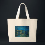 ビンセント・ヴァン・ゴッホ・スター・ナイト・オーバー・ザ・ローネ ラージトートバッグ<br><div class="desc">ヴァンゴッホ最高傑作の星空の夜絵画 – ビンセント・ヴァン・ゴッホによるA'sのRhone上の星空の夜は、星でいっぱいの夜と橋を示す。1888絵を描年に夜のアルレ絵を描スフランス。</div>