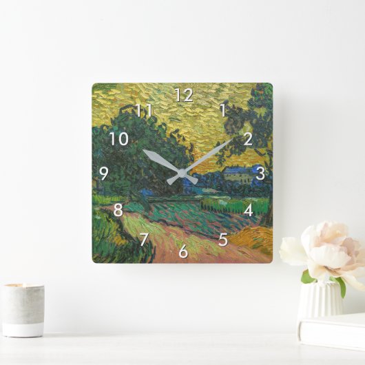 ビンセント・ヴァン・ゴッホ – トワイライトの風景 スクエア壁時計 (ホーム)