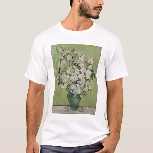 ビンセント・ヴァン・ゴッホ、バラの花瓶、花瓶のバラ Tシャツ (正面)