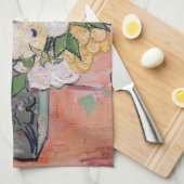 ビンセント・ヴァン・ゴッホ-バラ&アネモネス付き花瓶 キッチンタオル (四つ折り)