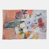 ビンセント・ヴァン・ゴッホ-バラ&アネモネス付き花瓶 キッチンタオル (横)