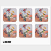 ビンセント・ヴァン・ゴッホ-バラ&アネモネス付き花瓶 スクエアシール (シート)