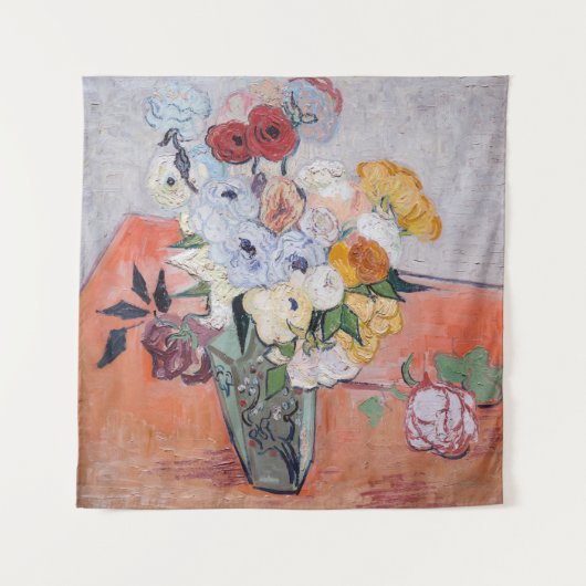 ビンセント・ヴァン・ゴッホ-バラ&アネモネス付き花瓶 タペストリー (正面)