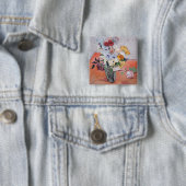 ビンセント・ヴァン・ゴッホ-バラ&アネモネス付き花瓶 缶バッジ (インサイチュ)