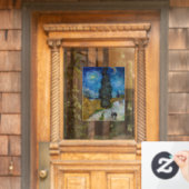 ビンセント・ヴァン・ゴッホ – ヒノキとスターのある道路 ウィンドウサイン (ホームデコレーション)