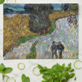 ビンセント・ヴァン・ゴッホ – ヒノキとスターのある道路 キッチンタオル (折り畳み)