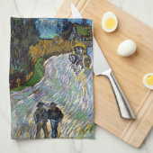 ビンセント・ヴァン・ゴッホ – ヒノキとスターのある道路 キッチンタオル (四つ折り)
