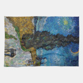 ビンセント・ヴァン・ゴッホ – ヒノキとスターのある道路 キッチンタオル (横)