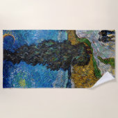 ビンセント・ヴァン・ゴッホ – ヒノキとスターのある道路 ビーチタオル (正面)