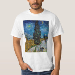 ビンセント・ヴァン・ゴッホ – ヒノキとスターのある道路 Tシャツ