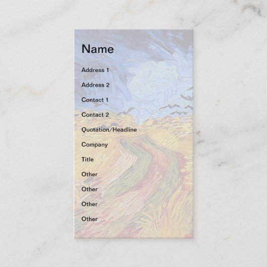 ビンセント・ヴァン・ゴッホ – ブラックカラスと小麦フィールド 名刺 (正面)