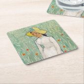 ビンセント・ヴァン・ゴッホ – ホワイトの少女 スクエアペーパーコースター (アングル)