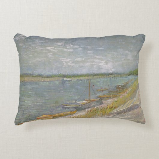 ビンセント・ヴァン・ゴッホ – ボートを漕ぐ川の眺め アクセントクッション (正面)
