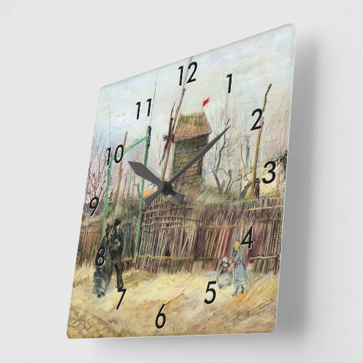 ビンセント・ヴァン・ゴッホ – モンマルトルの通りシーン スクエア壁時計 (傾斜)