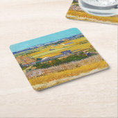 ビンセント・ヴァン・ゴッホ – ラクルで収穫 スクエアペーパーコースター (アングル)