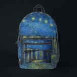 ビンセント・ヴァン・ゴッホ – ローネの星の夜 プリントバックパック<br><div class="desc">Starry Night Over the Rhone / Nuit etoilee sur le Rhone - Vincent van ゴッホ、Canvas油、1888、Arles</div>