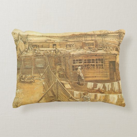 ビンセント・ヴァン・ゴッホ – 大工の庭と洗濯物 アクセントクッション (正面)