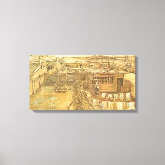 ビンセント・ヴァン・ゴッホ – 大工の庭と洗濯物 キャンバスプリント (正面)