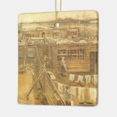 ビンセント・ヴァン・ゴッホ – 大工の庭と洗濯物 セラミックオーナメント (左)