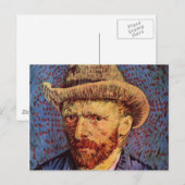 ビンセント・ヴァン・ゴッホ – 帽子とセルフポートレート ポストカード (正面/裏面)