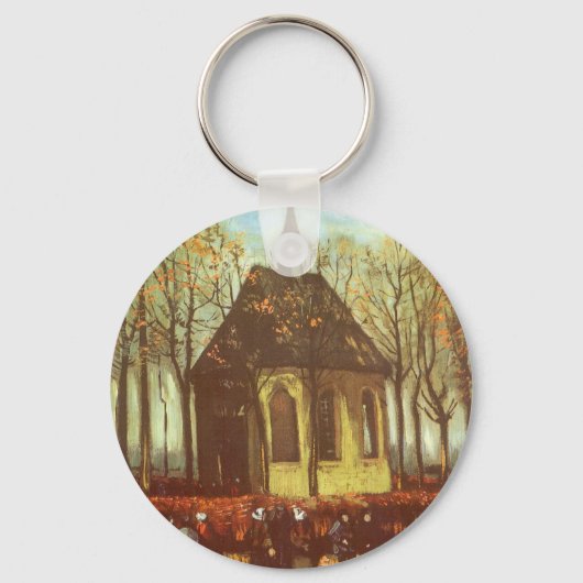 ビンセント・ヴァン・ゴッホ – 教会の人々を集めるNuenenのチャペル キーホルダー (正面)