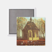 ビンセント・ヴァン・ゴッホ – 教会の人々を集めるNuenenのチャペル マグネット (正面/裏面)