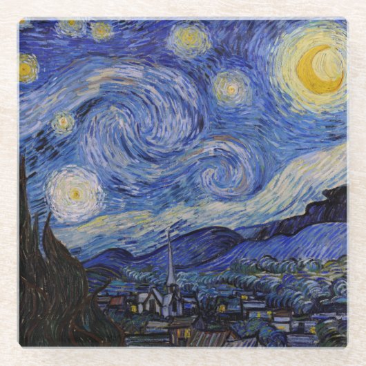 ビンセント・ヴァン・ゴッホ – 星空の夜 ガラスコースター (正面)
