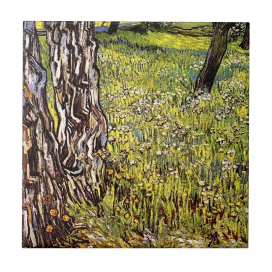 ビンセント・ヴァン・ゴッホ – 松の木とタンポポ タイル (正面)