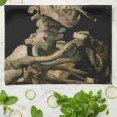 ビンセント・ヴァン・ゴッホ – 燃えるタバコのスカル キッチンタオル (折り畳み)