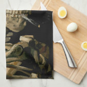 ビンセント・ヴァン・ゴッホ – 燃えるタバコのスカル キッチンタオル (四つ折り)