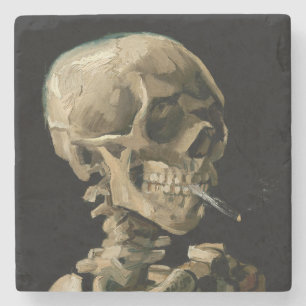 ビンセント・ヴァン・ゴッホ – 燃えるタバコのスカル ストーンコースター