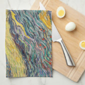 ビンセント・ヴァン・ゴッホ – 耕作農家のあるフィールド キッチンタオル (四つ折り)