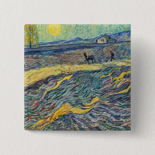 ビンセント・ヴァン・ゴッホ – 耕作農家のあるフィールド 缶バッジ (正面)