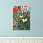 ビンセント・ヴァン・ゴッホ – 蝶とポピー キャンバスプリント (インサイチュ (ウッドフロア))