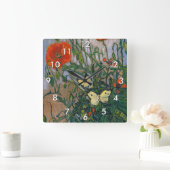 ビンセント・ヴァン・ゴッホ – 蝶とポピー スクエア壁時計 (ホーム)