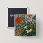 ビンセント・ヴァン・ゴッホ – 蝶とポピー 缶バッジ (正面&裏面)