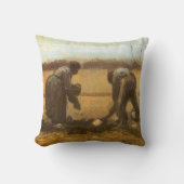 ビンセント・ヴァン・ゴッホ – 農民植栽ジャガイモ クッション (正面)