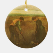 ビンセント・ヴァン・ゴッホ – 農民植栽ジャガイモ セラミックオーナメント (裏面)