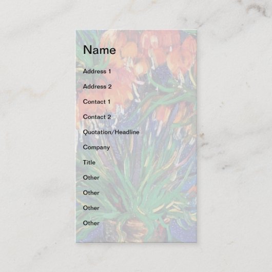 ビンセント・ヴァン・ゴッホ – 銅製の花瓶の中の蒸留所 名刺 (正面)